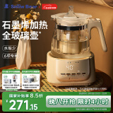 小白熊SnowBear恒温水壶婴儿调奶器冲奶温奶全玻璃壶泡奶烧水壶热水壶1.2L 5035
