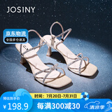 卓诗尼时装凉鞋2025夏新款女百搭显高细高跟鞋水钻一字带单鞋 玫瑰金 36