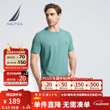诺帝卡（NAUTICA）男装夏季款无忧搭休闲男女同款纯棉短袖T恤TE2101 O4101蓝绿4AR XL