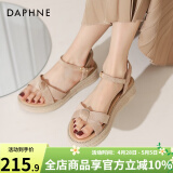 达芙妮（DAPHNE）凉鞋女一字带厚底沙滩女鞋2025夏季新款平底舒适休闲单鞋罗马鞋女 杏色 37