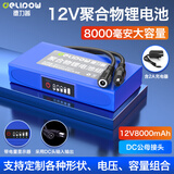 德力普（Delipow）12v锂电池组聚合物移动电源大容量带显示屏24V可充电户外音响/太阳能路灯/监控设备/防蜂服led灯等 12V8000mAh【带电量显示】送2A充电器