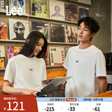 Lee25春夏新品舒适版渐变印花Logo摩登中性男女同款短袖T恤休闲潮 白色（尺码偏大，拍小一码） XL