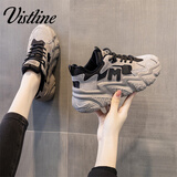 Vistline老爹鞋女秋冬新款女鞋韩版ins潮酷运动休闲鞋女轻便舒适跑步鞋女 灰色单里 37