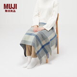无印良品（MUJI） 羊毛编织 能护膝的大号披肩 围巾围脖冬季保暖 灰色格纹 60×180cm