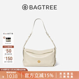 BAGTREE【明星同款】包包树奶盒包植鞣牛皮新款轻奢品牌单肩斜挎Hobo女包 皎月白-中号【磁吸拉链款】 高级小众
