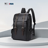 七匹狼真皮双肩包潮流男15.6英寸电脑书包大容量背包旅行背包生日礼物