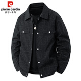 皮尔卡丹（pierre cardin）夹克男春秋季潮牌宽松工装外套男翻领休闲高级感衣服 黑色 XL