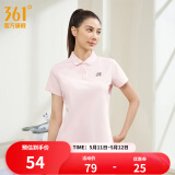 361度运动翻领t恤2025年春夏季新款常规休闲上衣透气短袖情侣POLO衫 【女款】千禧粉 XS