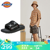 Dickies拖鞋男鞋夏季室外透气鞋子男士凉拖鞋潮流一字拖鞋外穿沙滩鞋 黑色 40