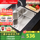 九牧（JOMOO） 厨房水槽单槽套餐SUS304不锈钢洗碗池 洗菜盆加厚水盆大容量水槽 A款58*43大单槽（含旋转龙头）