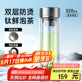特美刻（TOMIC）抗菌玻璃杯双层纯钛杯办公车载水杯男高档茶杯子男士礼物