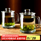 喜碧（Scybe）茶杯耐热玻璃杯办公杯玻璃茶杯带盖把手杯玻璃水杯格隆380ml 2只