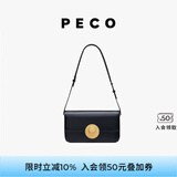 PECO762M易拉罐真皮小众中法棍包复古斜挎质感单肩通勤包送女友礼物 经典黑蓝内里头层手搓纹牛皮现货