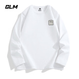 GLM白色长袖t恤男春秋季重磅男装打底衫纯棉吸汗宽松大码男士衣服