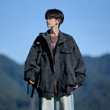 Shelley Jones美式复古pu皮衣外套男士秋季新款宽松潮流高级感痞帅夹克上衣服装 黑色 XL [建议125-135斤]