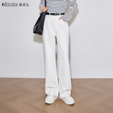 Olrain欧芮儿牛仔裤女春季女装高腰宽松休闲直筒裤窄版阔腿裤 米白色 L