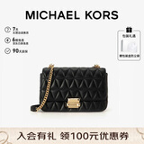 MICHAEL KORS礼物轻奢MK女包SLOAN小香风链条单肩斜挎腋下包 大号 黑色/金色