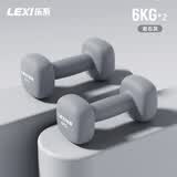 乐系（lexi）浸塑哑铃男士健身家用器械力量训练全身肌肉塑形 岩石灰6kg*2