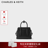 CHARLES&KEITH插带兔耳托特包手提斜挎包婚包包女包生日520礼物CK2-50781362 Black黑色 M