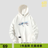 viishow 新款樱花富士山涂鸦印花连帽男式情侣休闲卫衣黑色百搭 白色 XL