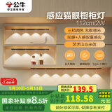公牛（BULL）感应猫眼橱柜灯磁吸充电山丘光效展柜玄关氛围小夜灯 黑112cm三色