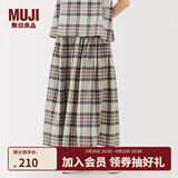无印良品（MUJI）女式 马德拉斯格纹 宽摆裙长半身裙女装裙子25年夏季款BE1XKA5S 象牙色格纹 S (155/62A)