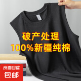 纯棉背心男士运动无袖T恤夏季薄款宽松外穿篮球跨栏坎肩宽肩健身 黑色 B03 M 建议90-105斤