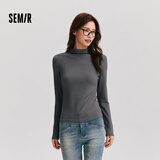 森马（Semir）长袖T恤女半高领吸湿发热抗菌2024冬紧身抓绒打底衫109724101001