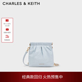 CHARLES&KEITH迷你菱格流浪包单肩斜挎双肩包包女包生日礼物CK2-60782390 Sea Salt Blue海盐蓝 S