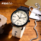 菲都狄都（Fido Dido）手表学生男女同款初高中考试专用石英表复古工装风生日礼物FD2343 曜石黑+硅胶备用表带