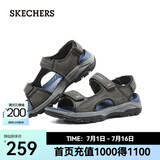 斯凯奇（Skechers）男鞋魔术贴凉鞋运动休闲户外鞋简约露趾沙滩鞋子防滑拖鞋 炭灰色/CHAR 43