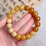 沐玛白玉菩提根手链渐变菩提子手串绕指柔盘玩佛珠生日父亲节礼物男女 焦糖渐变色-菩提根手串