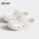 朴西海边沙滩可爱女士洞洞鞋eva厚底防滑包头增高情侣凉鞋男 奶油白