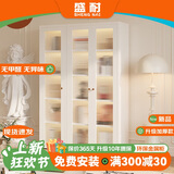 盛耐钢制书柜带玻璃门靠墙书架儿童多层置物架零食柜客厅展示柜储物柜