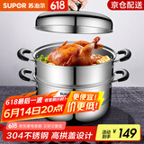 苏泊尔（SUPOR）蒸锅304不锈钢汤锅复底家用多功能大容量燃气电磁炉通用 高拱盖 EZ26BS04丨 26cm