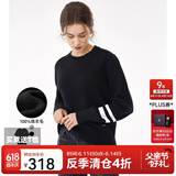 Navigare意大利小帆船纯羊毛衫女士秋冬款保暖毛衣圆领针织衫内搭打底衫 黑 XL