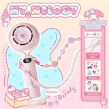 云恙2025年新款手持涡轮小风扇三丽鸥可挂脖迷你随身便携风扇桌面可爱卡通usb充电大风力学生日礼物 美乐蒂手持挂脖送链子+贴纸立体贴 10000mAh