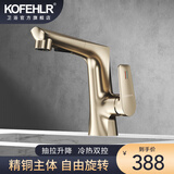 KOFEHLR面盆水龙头白色多功能可伸缩抽拉龙头浴室卫生间洗脸盆冷热水龙头 升降式抽拉金色水龙头