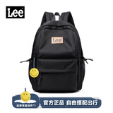 Lee双肩包男大容量初中高中生书包大学生背包女上课户外通勤电脑包 黑色+Lee*smiley联名笑脸挂件