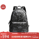 BABAMA【生日礼物】男士双肩包迷彩大容量个性男背包时尚书包潮流 黑色-M字大版