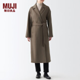 无印良品（MUJI）女式 羊毛混 长款大衣 毛呢外套女款秋季 BDA15A2A 深咖啡色 XL 165/92A
