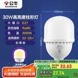 公牛（BULL）LED灯泡高亮柱形灯厂房车间商超食堂 30W球泡暖白光3000KE27螺口