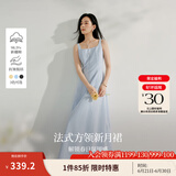 茵曼（INMAN）章若楠同款欧若风法式吊带连衣裙2025夏季新品女装淡鹅黄色裙子 蓝色 (方领)【好评返现】 M