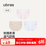 ubras高弹织带莫代尔中腰三角裤女士内裤女 粉末蓝+浅桃粉+瓷肌色 M