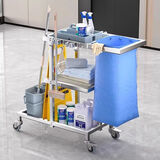 勇苍不锈钢保洁手推车酒店客房多功能布草车物业打扫卫生专用清洁推车 A款清洁车 （加厚不锈钢方管） 1