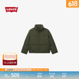 Levi's李维斯情侣同款休闲简约防寒保暖户外无帽排骨羽绒服外套 绿色 XL