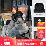 骆驼羽绒服女冬季新款热反射升温保暖加厚连帽面包服短款外套 734CA6B605C4，幻影黑/砚墨灰 有袖标 2XL