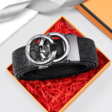 马莎兰缇（MashaLanti）头层牛皮男士皮带时尚自动扣腰带2025新真皮裤腰带实用生日礼物