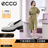 爱步（ECCO）【明星同款】乐福鞋女 百搭牛皮厚底粗跟英伦风单鞋女 摩登490013 石灰色49001301378 建议选小一码 38 （偏大，建议选小一码）