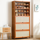 木马人门口鞋柜简易客厅玄关柜子多层小鞋架简约家用入户换鞋凳置物架 【透气翻门】五层80长